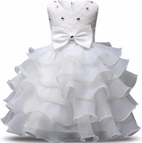 img 3 attached to Kids Lace Ruffle Party Dresses - NNJXD Girl Dress Ideal For Weddings
