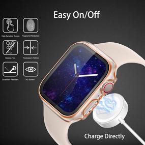 img 1 attached to Fohuas 3 Packs Case Compatible Apple Watch Series 8 7 Cover With Screen Protectors 45Mm,Hard PC Plastic Resin IPhone Watch Protector Bumper Shield 3 Sets Pcs Black White Clear For Women-Rose Gold Edge