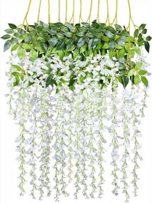 img 4 attached to Stunning White Artificial Wisteria Garland For Home And Wedding Decoration - 12 Pack 3.6 Feet/Piece By DearHouse