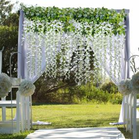 img 2 attached to Stunning White Artificial Wisteria Garland For Home And Wedding Decoration - 12 Pack 3.6 Feet/Piece By DearHouse