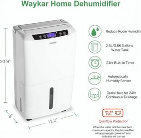 img 2 attached to 🏠 Waykar 2000 Square Feet Home and Basement Dehumidifier, with Auto or Manual Drainage, 0.66 Gallon Water Reservoir