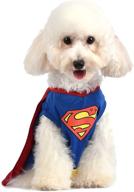 🐶 dc comics superman dog costume, blue - superhero costume for dogs with superman cape - perfect dog halloween costume and cosplay outfit - exclusive dc comics merchandise for dogs логотип