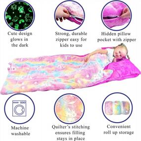 img 3 attached to Unleash The Magic With Rainbow Glow-In-The-Dark Unicorn Slumber Bag - Exciting Narwhal & Kitticorn Design For Girls' Sleepovers!