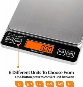 img 2 attached to Fuzion Digital Kitchen Scale 500G/0.01G Mini Food Scale Small Jewelry Scale Waterproof Digital Scale USB Powered Gram Scales LCD Display Stainless Steel For Ingredients Jewelry Coffe Food