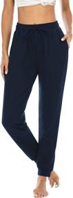 img 4 attached to Comfortable Womens Cotton Joggers With Drawstring And Pockets For Workout And Lounge