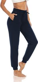 img 3 attached to Comfortable Womens Cotton Joggers With Drawstring And Pockets For Workout And Lounge