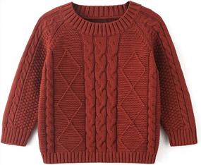 img 3 attached to Curipeer Baby Boys' Girls' Cable Knit Sweater Long Sleeve Solid Pullover Toddler Crew Neck Fall