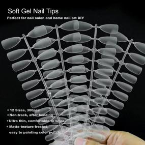 img 3 attached to Soft Gel Matte Stiletto Point Nail Tips - 300Pcs Medium-Length Full Cover False Nails In 12 Sizes. Ideal For Press-On Nail Extension DIY, Salons, Women, And Girls. AddFavor Has You Covered!