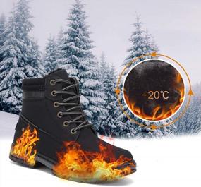 img 2 attached to KARKEIN Ankle Boots For Women Low Heel Work Combat Boots Waterproof Winter Snow Boots