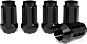 img 1 attached to 🔧 20pcs Black Spline Drive Lug Nuts - Compatible with Ford Lincoln Dodge - 1/2x20 Threads - 1.4 inch Length - Closed End - Cone Acorn Taper Seat - Includes 1 Socket Key Tool