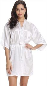 img 3 attached to Women'S Satin Robe Short Kimono For Bride & Bridesmaid Wedding Party With Gold Glitter Or Rhinestones