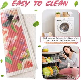 img 2 attached to 🌸 6 Pcs Absorbent Swedish Kitchen Dish Towels - Quick Drying & Reusable | Flower Patterns