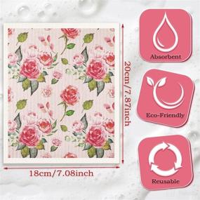 img 3 attached to 🌸 6 Pcs Absorbent Swedish Kitchen Dish Towels - Quick Drying & Reusable | Flower Patterns