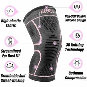 img 3 attached to NEENCA 2 Pack Knee Brace, Knee Compression Sleeve Support For Knee Pain, Running, Work Out, Gym, Hiking, Arthritis, ACL, PCL, Joint Pain Relief, Meniscus Tear, Injury Recovery, Sports (Large, Pink)