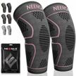 neenca 2 pack knee brace, knee compression sleeve support for knee pain, running, work out, gym, hiking, arthritis, acl, pcl, joint pain relief, meniscus tear, injury recovery, sports (large, pink) logo