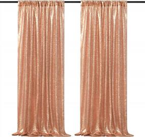 img 4 attached to Double Pack Rose Gold Sequin Backdrop Curtains - Sparkling Décor For Special Occasions!