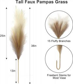 img 2 attached to 3 Pcs 38" Faux Pampas Grass Decor For Floor Vase, Fluffy Boho Home Decor Artificial Fake Plants Living Room Bedroom Kitchen (Mixed)