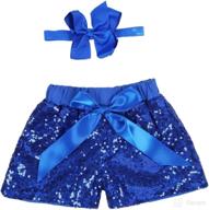 sparkling sequin glitter shorts for baby girls - toddler birthday outfits with matching headband логотип