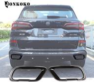 🔘 2pcs stainless steel exhaust muffler tail pipe trim cover for bmw x5 g05 x7 g07 2019-2021 m sport version - black logo