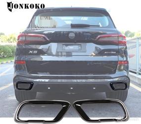 img 4 attached to 🔘 2pcs Stainless Steel Exhaust Muffler Tail Pipe Trim Cover for BMW X5 G05 X7 G07 2019-2021 M Sport Version - Black