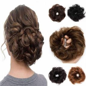 img 4 attached to 100% Remy Human Hair Up Messy Hair Bun Extension Scrunchie Scrunchy Extensions Hairpiece Do Bun Ponytail Diverse Colors