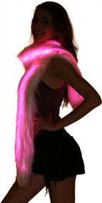 img 4 attached to Led Scarf Light Up Boa Glow Fur Scarves White Faux Furs For Rave Dance Party Men, Women