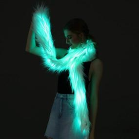 img 2 attached to Led Scarf Light Up Boa Glow Fur Scarves White Faux Furs For Rave Dance Party Men, Women