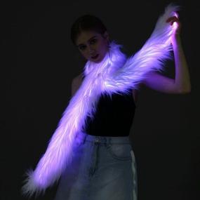 img 1 attached to Led Scarf Light Up Boa Glow Fur Scarves White Faux Furs For Rave Dance Party Men, Women