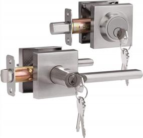 img 4 attached to HOSOM Entry Door Handleset, Lock Sets For Exterior Doors With Single Cylinder Deadbolt, Keyed Alike, Modern Style, Satin Nickel