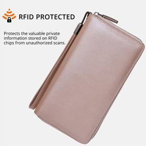 img 1 attached to RFID Blocking Women'S Leather Zip Around Wallet Phone Clutch Large Capacity Travel Purse Wristlet