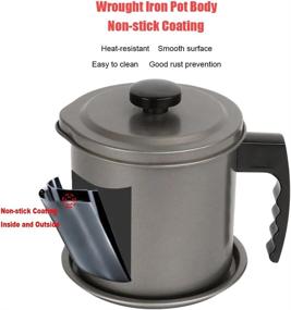 img 1 attached to Cambom Bacon Grease Container For Home Oil Keeper, Iron Cooking Oil Can With Removable Fine Mesh Strainer And A Coaster Tray, 1300Ml/Almost 6 Full Cups