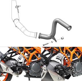 img 4 attached to 🔧 Aftermarket Stainless Steel Exhaust Muffler Mid Pipe for KTM Duke 125/RC 125 2017-2020,Duke 390/RC 390 2017-2021 2020 2019 2018 by NICECNC