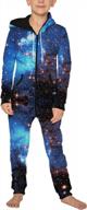 galaxy hooded jumpsuit with zipper for boys, ages 9-14, featuring pockets and onesie design logo