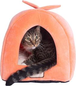 img 3 attached to 🐱 Cat Bed in Orange and Ivory by Armarkat Condo