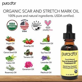 img 3 attached to 🌹 PURA D’OR Organic Scar and Stretch Mark Treatment Oil - USDA Certified - Rosehip, Wheat Germ, Argan, Tamanu, Carrot, Rosemary, Lavender, Geranium, Patchouli, Sage - Skin Care