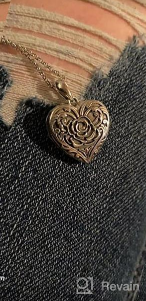 img 1 attached to Soulmeet Sunflower Rose Heart Locket Necklace - Personalized Sterling Silver/Gold Custom Jewelry That Keeps Loved Ones Close with Pictures review by Douglas Hall