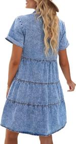 img 3 attached to Women'S Short Sleeve Denim Babydoll Dress With Button Down Flowy Tiered Skirt