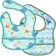 bumkins starter bib 2-pack: waterproof ocean life & whale tail design for infants 3-9 months логотип