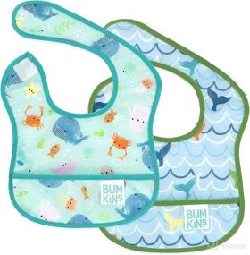 img 4 attached to Bumkins Starter Bib 2-Pack: Waterproof Ocean Life & Whale Tail Design for Infants 3-9 Months