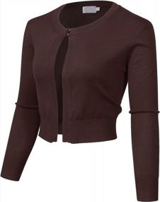 img 4 attached to Women'S 3/4 Sleeve Open Front Bolero Cardigan Sweater With Hook And Eye Closure