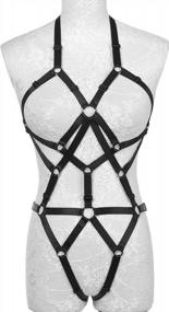 img 3 attached to Hollow Body Harness Strap Set: Sexy Cross-Front Lingerie And Garter Belt Romper For Women