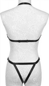 img 1 attached to Hollow Body Harness Strap Set: Sexy Cross-Front Lingerie And Garter Belt Romper For Women