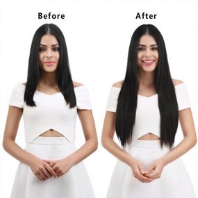 img 1 attached to 💁 REECHO 24" Straight Long 4 PCS Set Thick Clip-in Hair Extensions in White Blonde: Get Luxurious Length and Volume!