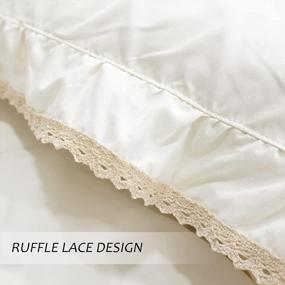 img 3 attached to Vintage Beige Lace Ruffled Duvet Cover Set - Elegant And Super Soft Comforter Cover For Queen Size Bedding (3Pcs: 1 Duvet Cover, 2 Pillowcases)