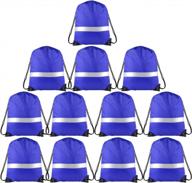 12-pack blue drawstring backpack with reflective strip - ideal for school, yoga, sports, gym, and traveling - string cinch sack bag in bulk by kuuqa логотип