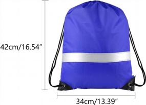 img 3 attached to 12-Pack Blue Drawstring Backpack With Reflective Strip - Ideal For School, Yoga, Sports, Gym, And Traveling - String Cinch Sack Bag In Bulk By KUUQA