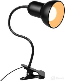 img 4 attached to 💡 360° Rotation Desk Lamp with Clip-On Design for Reading, Gooseneck Clamp Light with On Cable, Portable Eye-Caring Study Clamp for Bedroom, Office, and Home Lighting