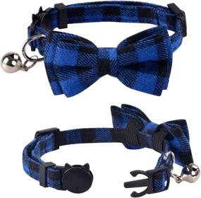 img 3 attached to 🐱 Lamphyface 2 Pack/Set Plaid Cat Collar Breakaway with Cute Bow Tie, Bell, and Adjustable Safety for Kitty