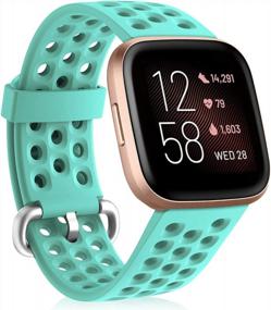 img 4 attached to Upgrade Your Fitbit Style With CAVN Waterproof Sport Bands In Teal - Perfect Fit For Women And Men!