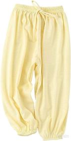 img 2 attached to 👶 Bouclede Baby Girls Long Bloomers - 2 Pack of Soft Slub Cotton Harem Pants for ages 12 months to 7 years